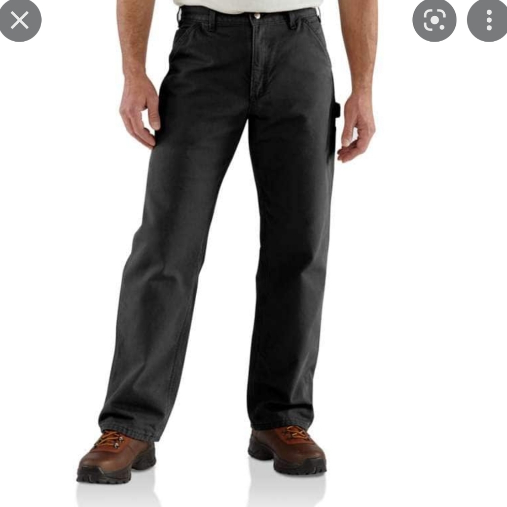 Men's Carhartt Dungarees Flannel Lined Black Washed Original Fit Size 33x32